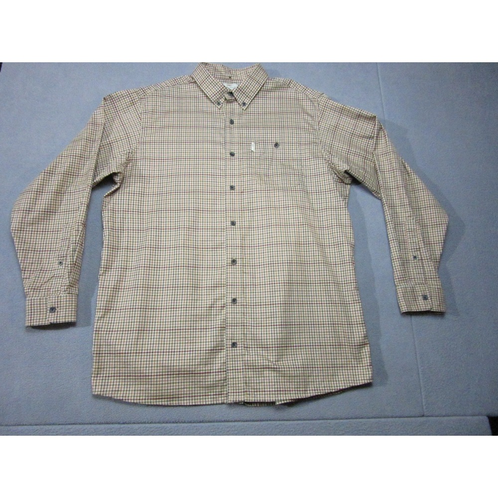Bob Timberlake Shirt Men XLT Tall Brown Check Pleated Outdoor Casual Button Down